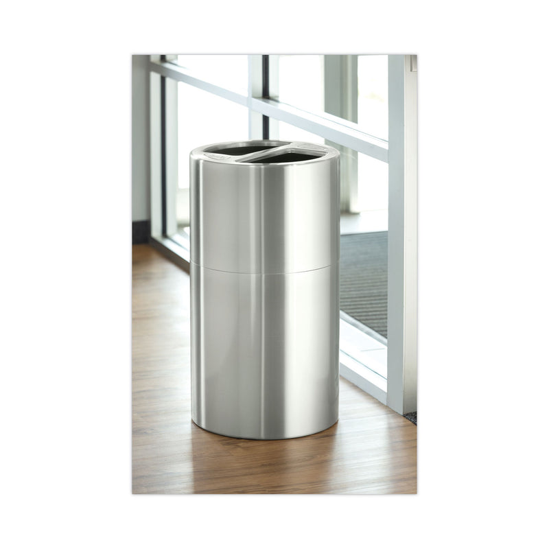 Safco Dual Recycling Receptacle, 30 gal, Stainless Steel