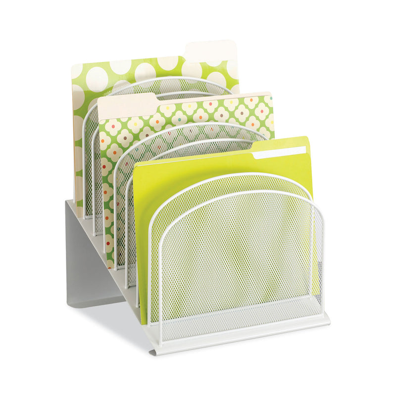 Safco Onyx Mesh Desk Organizer with Tiered Sections, 8 Sections, Letter to Legal Size Files, 11.75" x 10.75" x 14", White