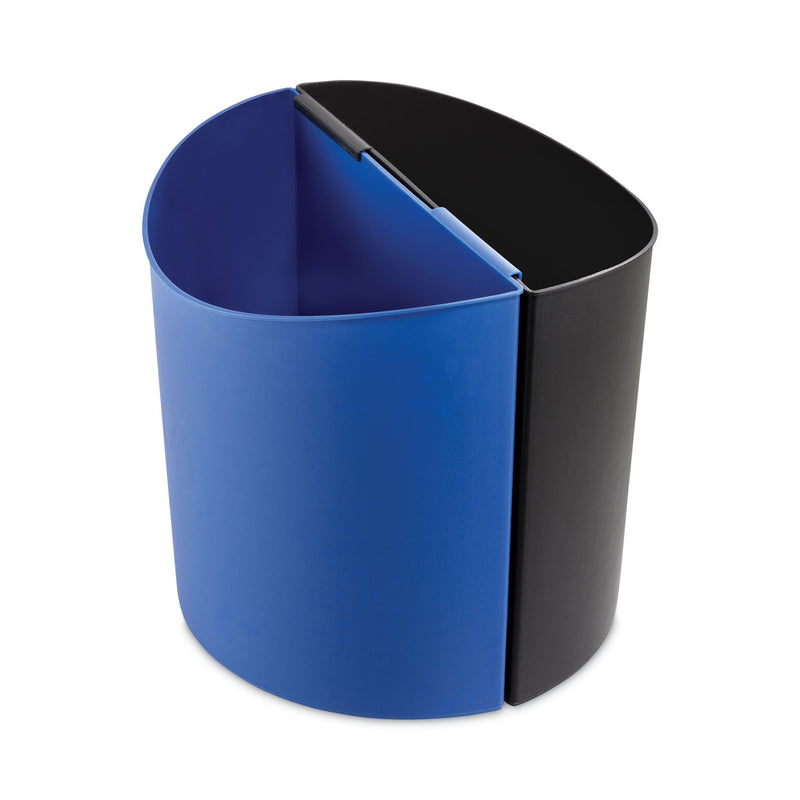 Safco Desk-Side Recycling Receptacle, 7 gal, Black/Blue