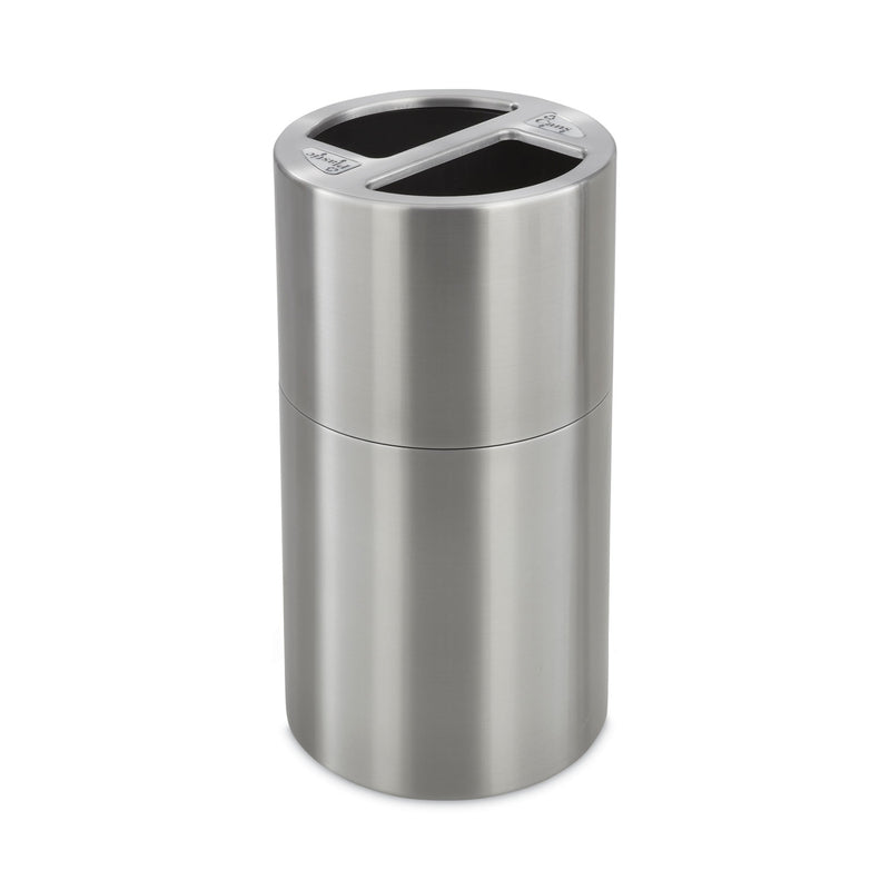 Safco Dual Recycling Receptacle, 30 gal, Stainless Steel