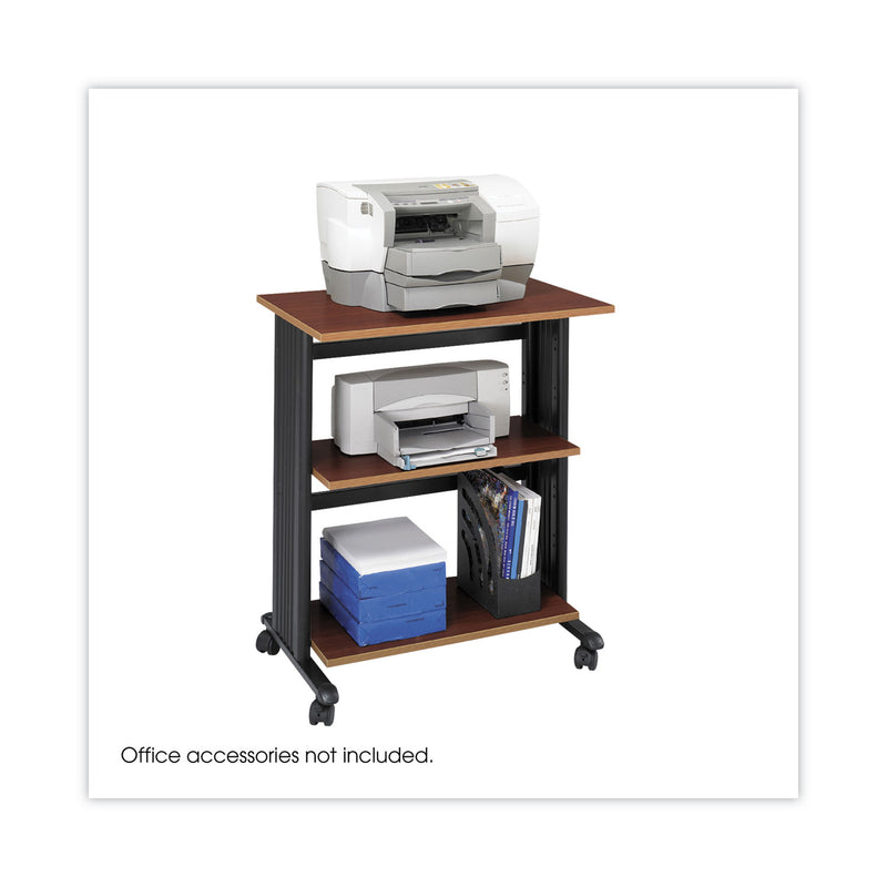 Safco Muv Three Level Machine Cart/Printer Stand, Engineered Wood, 3 Shelves, 29.5" x 20" x 35", Cherry/Black