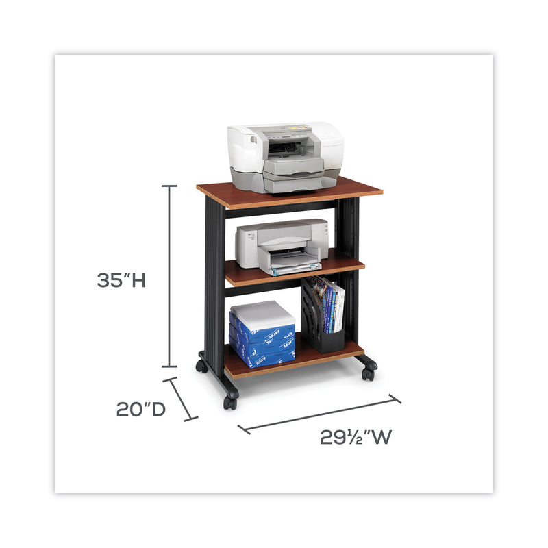 Safco Muv Three Level Machine Cart/Printer Stand, Engineered Wood, 3 Shelves, 29.5" x 20" x 35", Cherry/Black