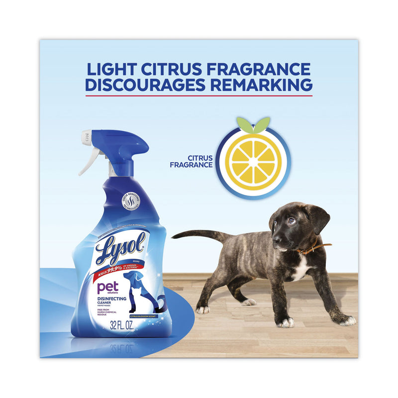 LYSOL Pet Solutions Disinfecting Cleaner, Citrus Blossom, 32 oz Trigger Bottle, 9/Carton