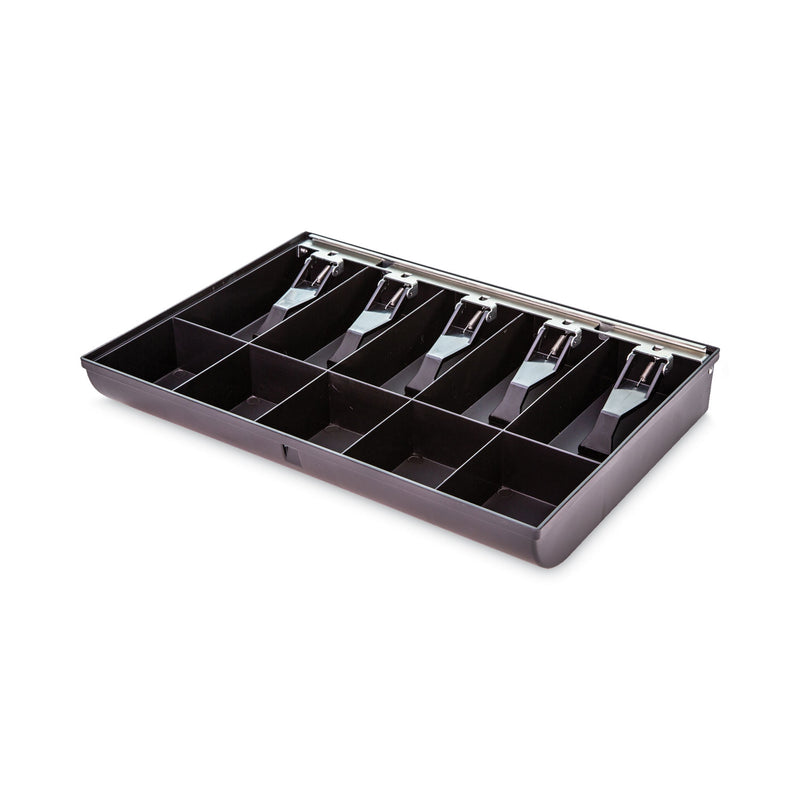 CONTROLTEK Plastic Currency and Coin Tray, Coin/Cash, 10 Compartments, 16 x 11.25 x 2.25, Black