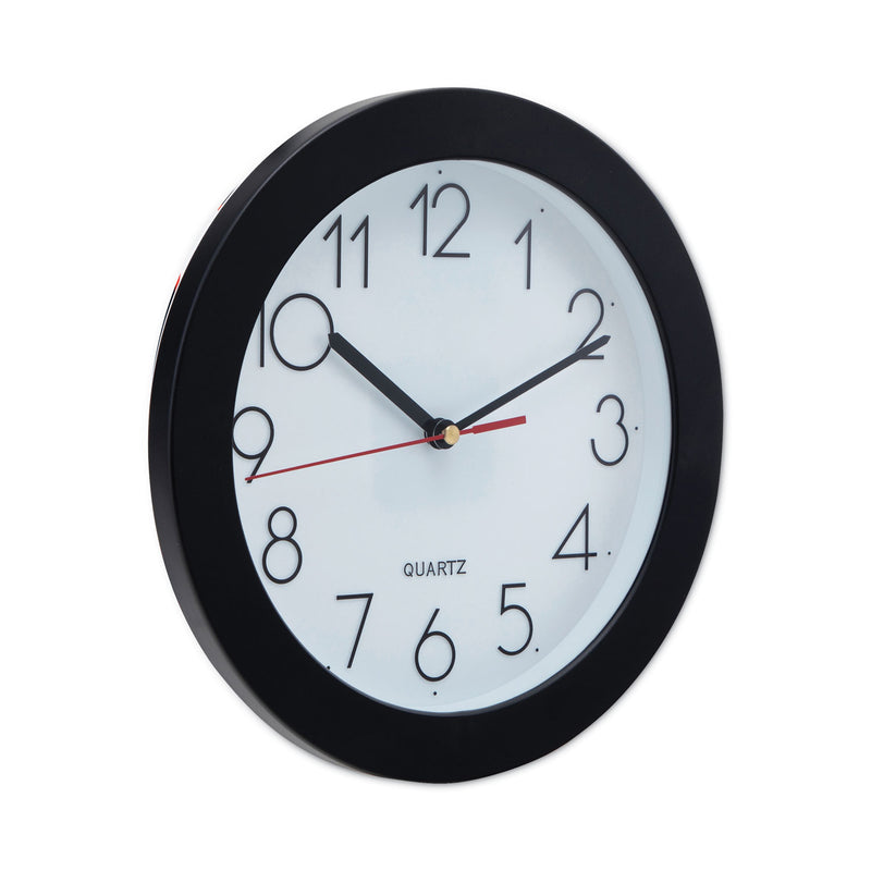 Universal Bold Round Wall Clock, 9.75" Overall Diameter, Black Case, 1 AA (sold separately)