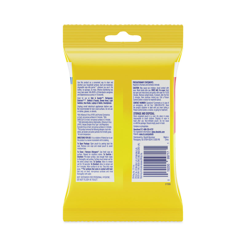 LYSOL Disinfecting Wipes To-Go Flatpack, 6.29 x 7.87, Lemon and Lime Blossom, 15 Wipes/Flat Pack, 48 Flat Packs/Carton