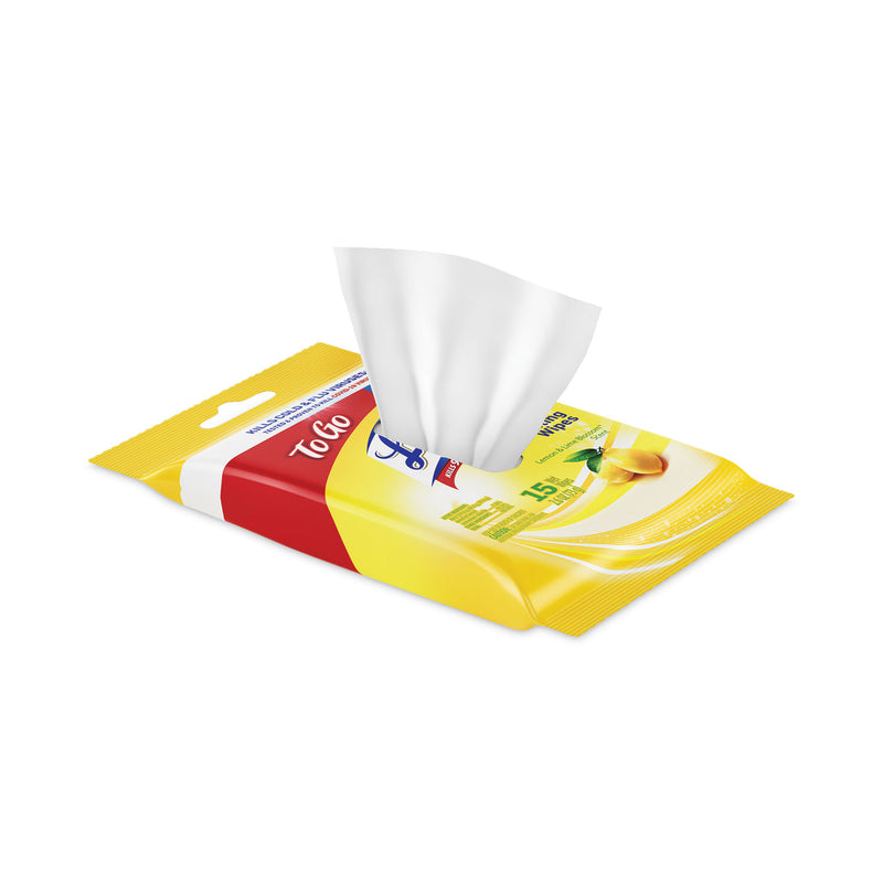 LYSOL Disinfecting Wipes To-Go Flatpack, 6.29 x 7.87, Lemon and Lime Blossom, 15 Wipes/Flat Pack, 48 Flat Packs/Carton