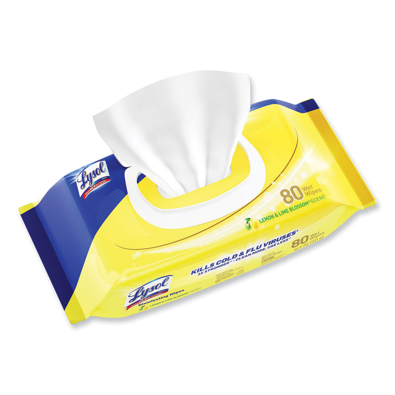 LYSOL Disinfecting Wipes Flatpacks, 6.69 x 7.87, Lemon and Lime Blossom, 80 Wipes/Flat Pack