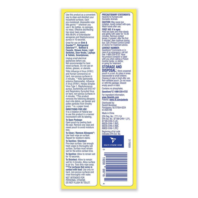 LYSOL Disinfecting Wipes Flatpacks, 6.69 x 7.87, Lemon and Lime Blossom, 80 Wipes/Flat Pack