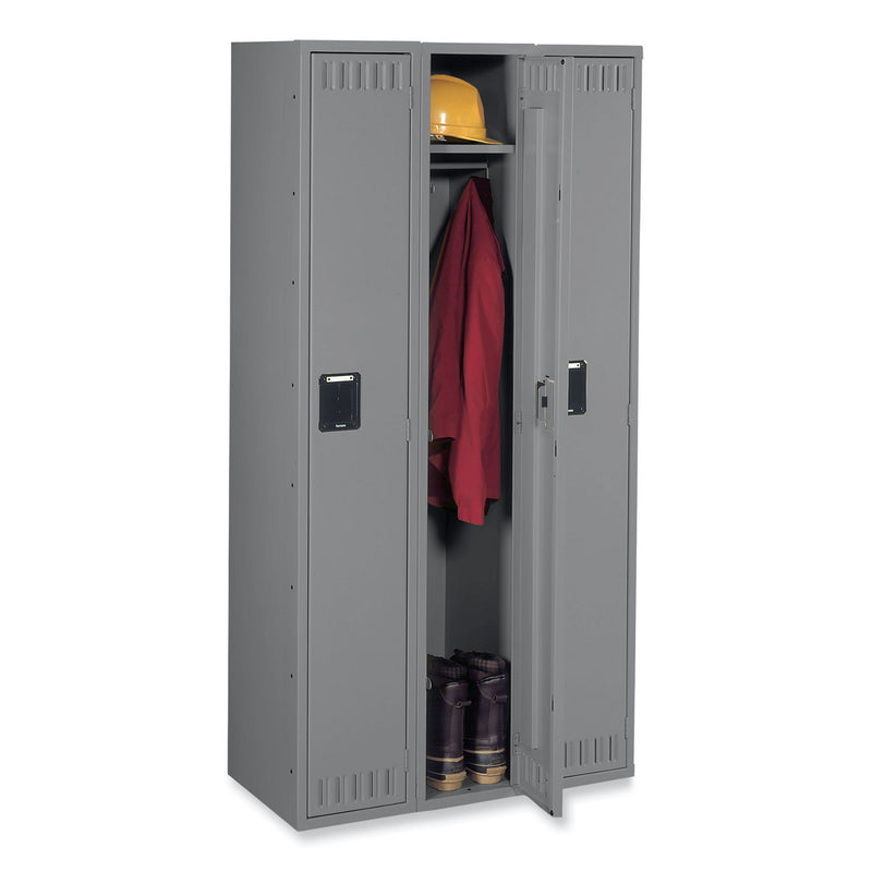 Tennsco Single-Tier Locker, Three Lockers with Hat Shelves and Coat Rods, 36" x 18" x 72", Medium Gray