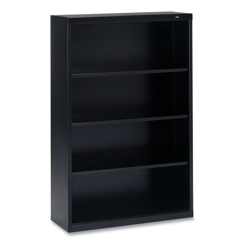 Tennsco Metal Bookcase, Four-Shelf, 34.5w x 13.5d x 52.5h, Black