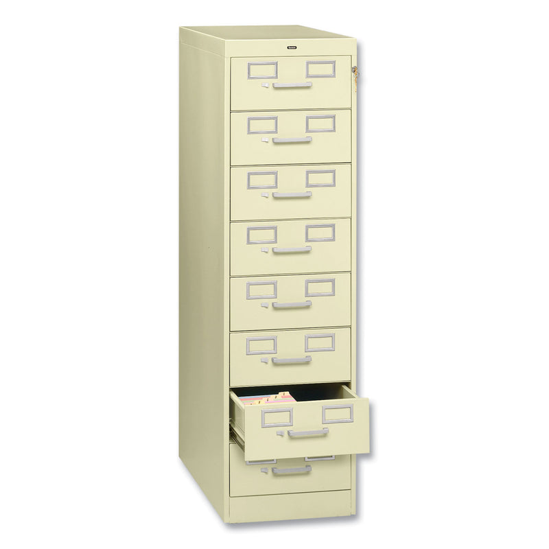 Tennsco Eight-Drawer Multimedia/Card File Cabinet, Putty, 15" x 28.5" x 52"