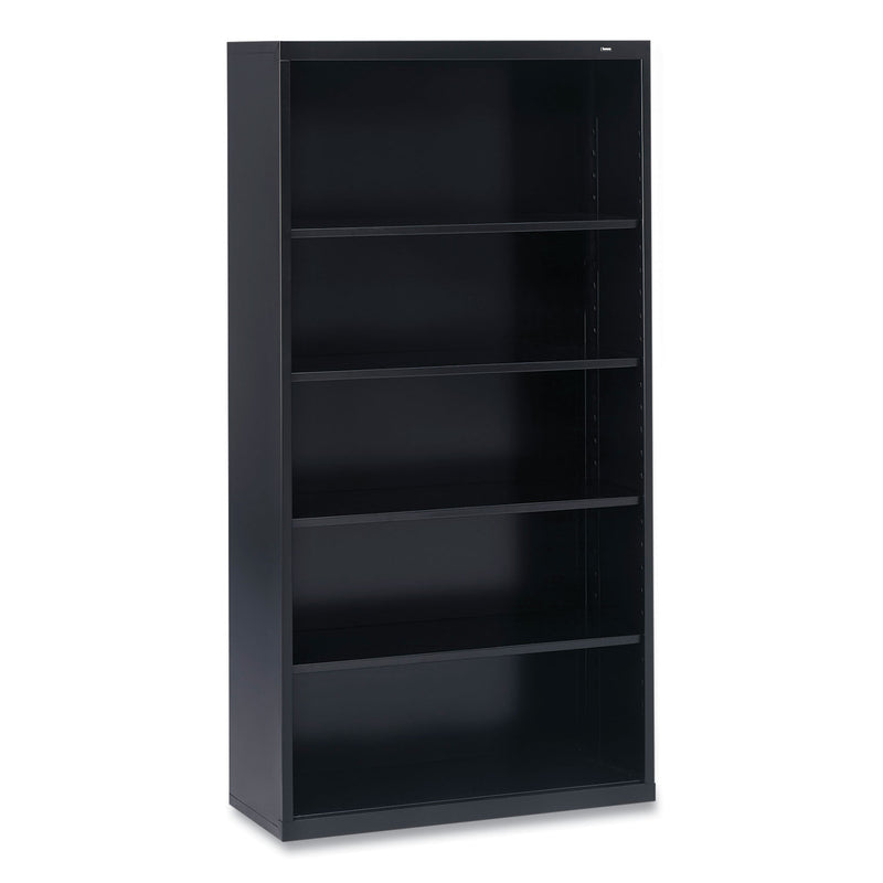 Tennsco Metal Bookcase, Five-Shelf, 34.5w x 13.5d x 66h, Black