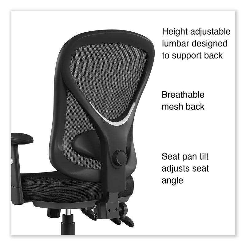 Alera Aeson Series Multifunction Task Chair, Supports Up to 275 lb, 15" to 18.82" Seat Height, Black Seat/Back, Black Base