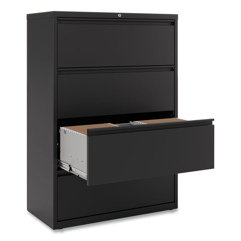 Alera Lateral File, 4 Legal/Letter-Size File Drawers, Black, 36" x 18.63" x 52.5"