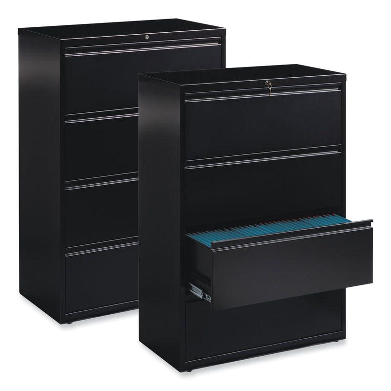 Alera Lateral File, 4 Legal/Letter-Size File Drawers, Black, 36" x 18.63" x 52.5"