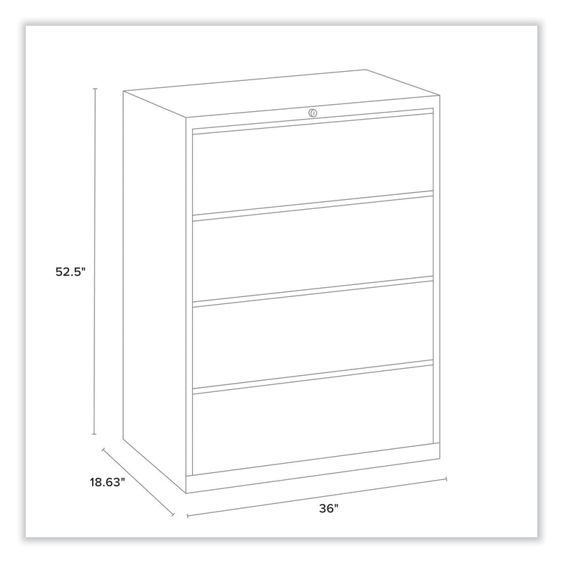 Alera Lateral File, 4 Legal/Letter-Size File Drawers, Black, 36" x 18.63" x 52.5"