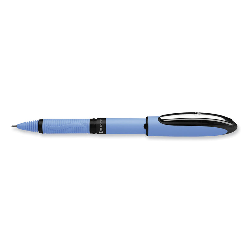 Schneider One Hybrid N Roller Ball Pen, Stick, Fine 0.5 mm, Black Ink, Blue Barrel, 10/Box