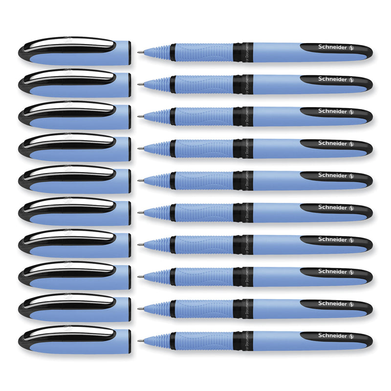 Schneider One Hybrid N Roller Ball Pen, Stick, Fine 0.5 mm, Black Ink, Blue Barrel, 10/Box