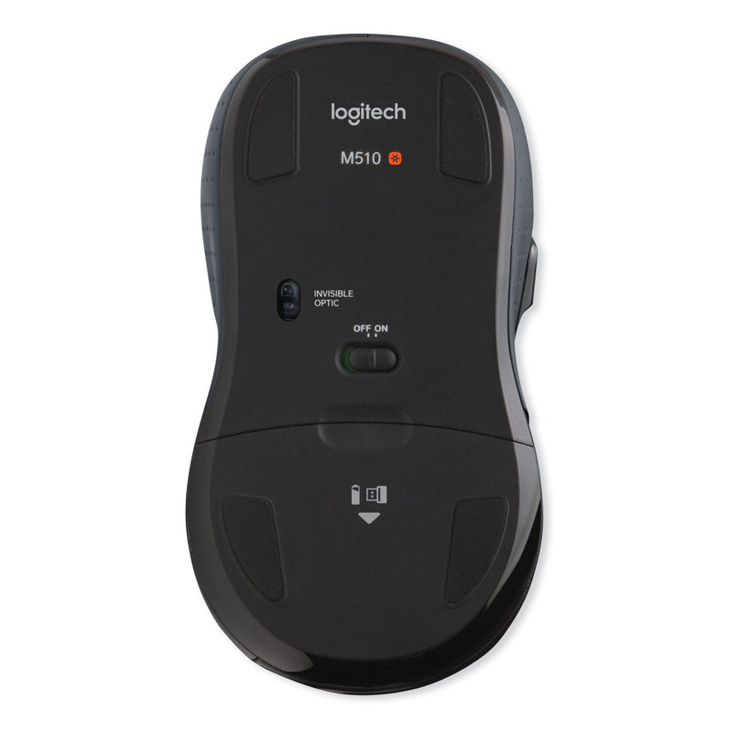 Logitech M510 Wireless Mouse, 2.4 GHz Frequency/30 ft Wireless Range, Right Hand Use, Dark Gray