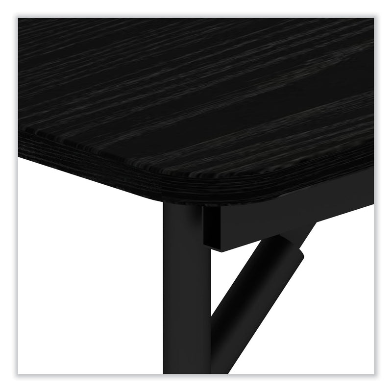 Alera Wood Folding Table, Rectangular, 48w x 23.88d x 29h, Black