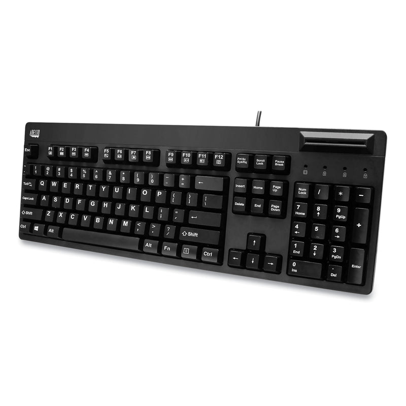 Adesso EasyTouch Smart Card Reader Keyboard AKB-630SB-TAA, 104 Keys, Black