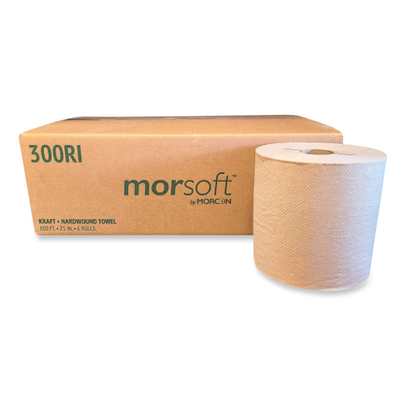 Morcon Tissue Morsoft Controlled Towels, I-Notch, 7.5" x 800 ft, Kraft, 6/Carton