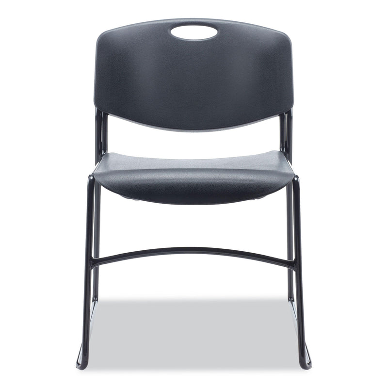 Alera Resin Stacking Chair, Supports Up to 275 lb, Black Seat/Back, Black Base, 4/Carton