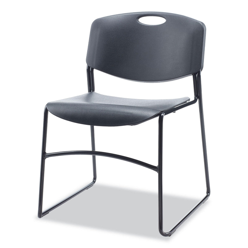 Alera Resin Stacking Chair, Supports Up to 275 lb, Black Seat/Back, Black Base, 4/Carton