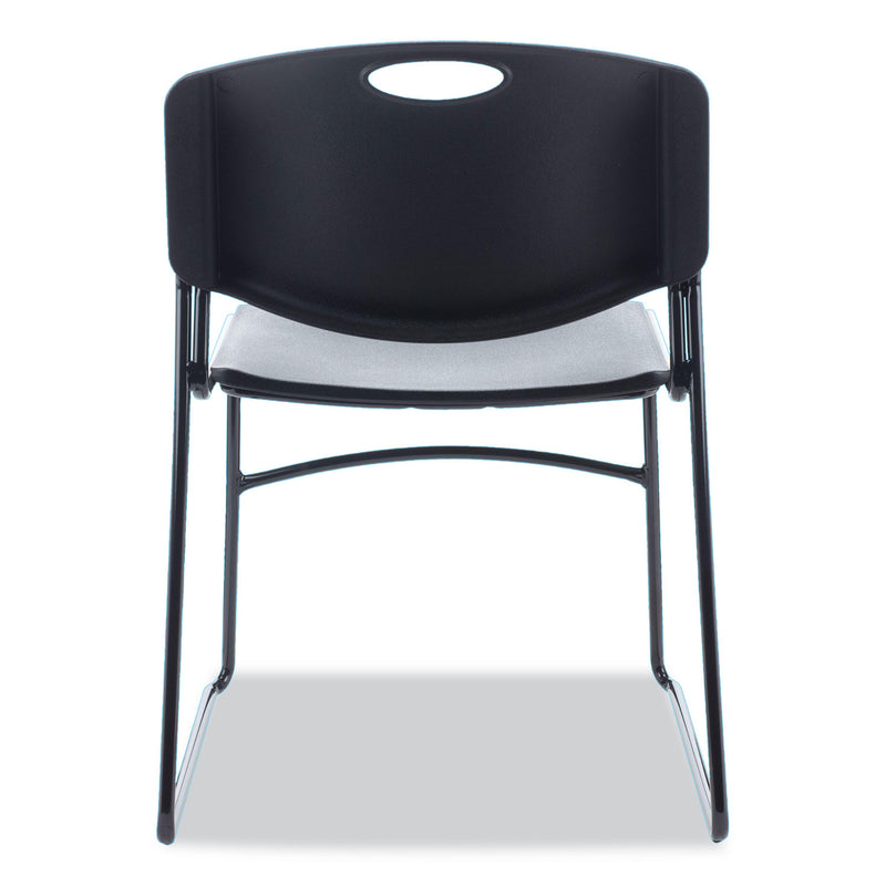 Alera Resin Stacking Chair, Supports Up to 275 lb, Black Seat/Back, Black Base, 4/Carton