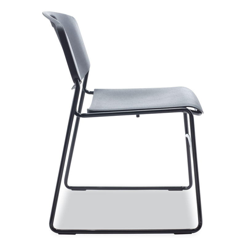 Alera Resin Stacking Chair, Supports Up to 275 lb, Black Seat/Back, Black Base, 4/Carton