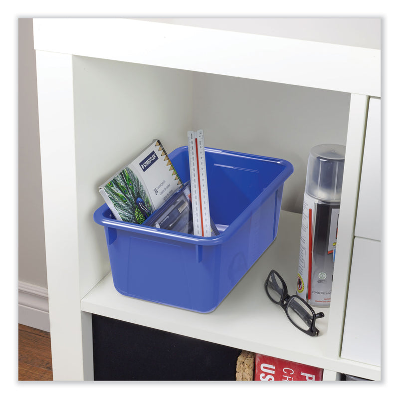 Storex Cubby Bins with Clear Lids, 12.25" x 8" x 5.25", Assorted Colors, 5/Pack