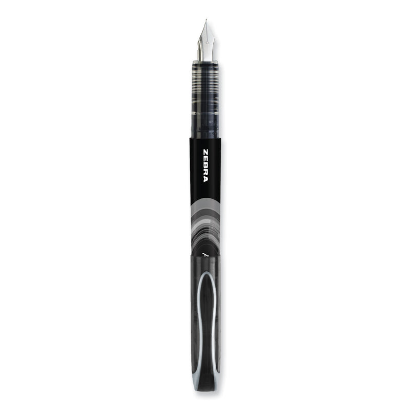 Zebra Fountain Pen, Fine 0.6 mm, Black Ink, Black, 12/Pack