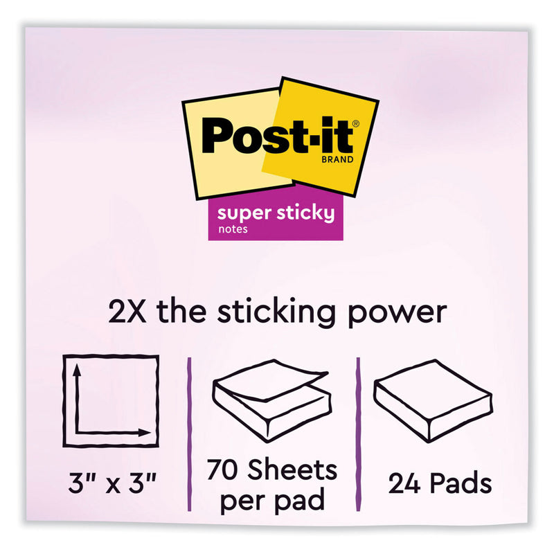 Post-it Note Pads in Summer Joy Collection Colors, 3" x 3", Summer Joy Collection Colors, 70 Sheets/Pad, 24 Pads/Pack