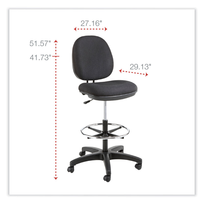 Alera Interval Series Swivel Task Stool, Supports Up to 275 lb, 23.93" to 34.53" Seat Height, Black Fabric