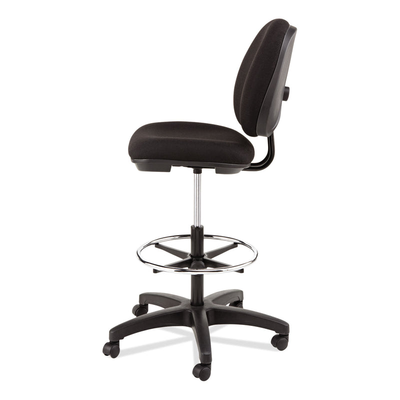 Alera Interval Series Swivel Task Stool, Supports Up to 275 lb, 23.93" to 34.53" Seat Height, Black Fabric