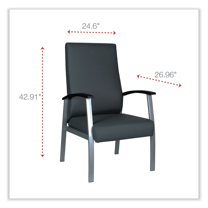 Alera metaLounge Series High-Back Guest Chair, 24.6" x 26.96" x 42.91", Black Seat/Back, Silver Base