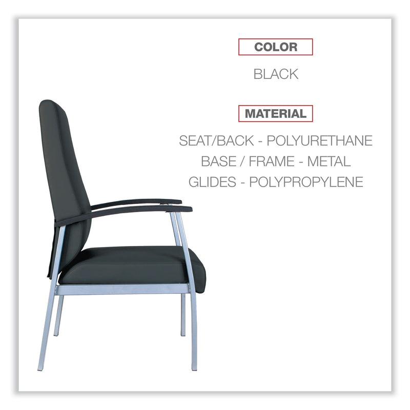 Alera metaLounge Series High-Back Guest Chair, 24.6" x 26.96" x 42.91", Black Seat/Back, Silver Base