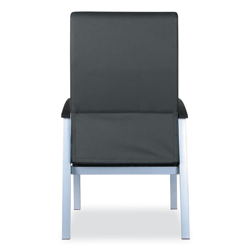 Alera metaLounge Series High-Back Guest Chair, 24.6" x 26.96" x 42.91", Black Seat/Back, Silver Base