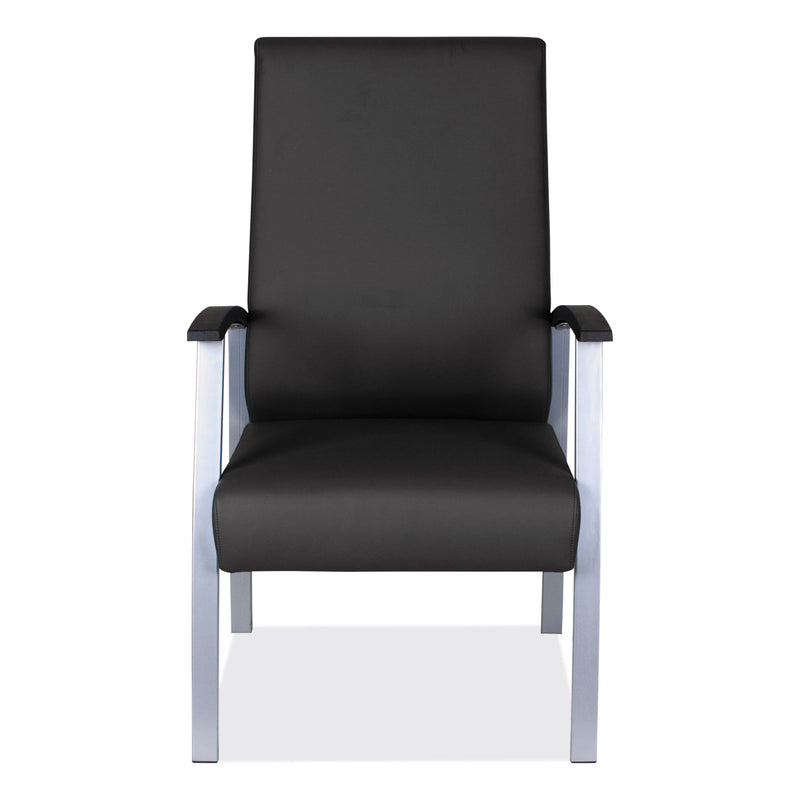 Alera metaLounge Series High-Back Guest Chair, 24.6" x 26.96" x 42.91", Black Seat/Back, Silver Base