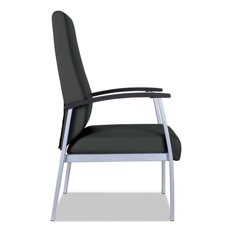 Alera metaLounge Series High-Back Guest Chair, 24.6" x 26.96" x 42.91", Black Seat/Back, Silver Base