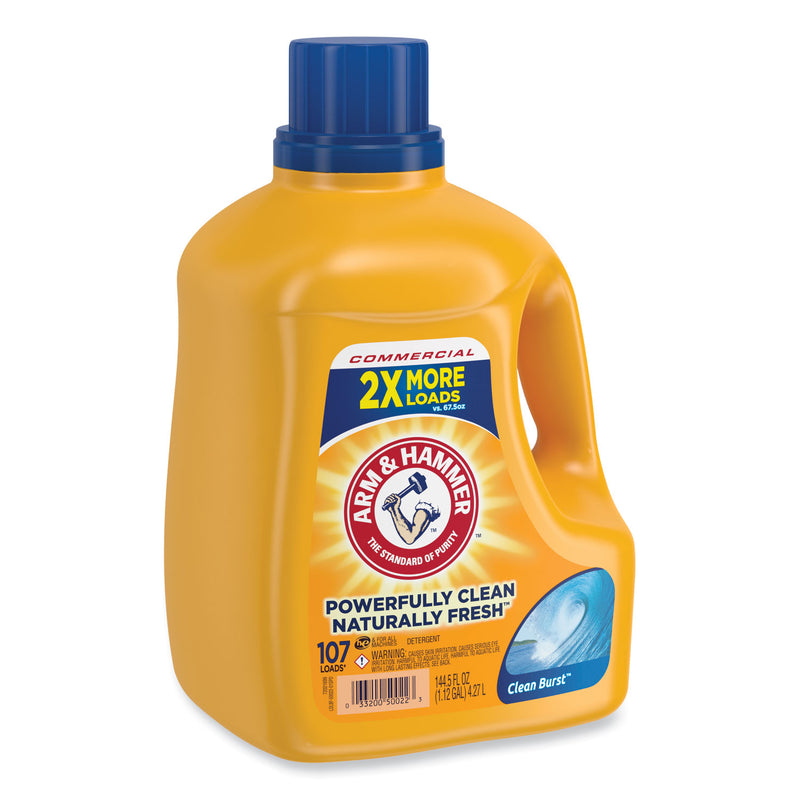 Arm & Hammer Dual HE Clean-Burst Liquid Laundry Detergent, 144.5 oz Bottle, 4/Carton