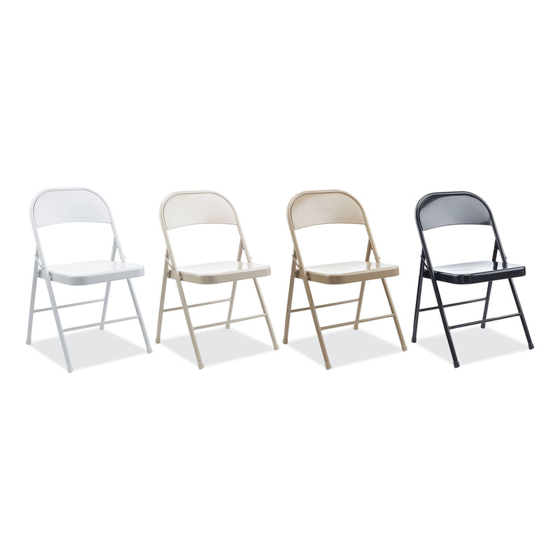 Alera Armless Steel Folding Chair, Supports Up to 275 lb, Black, 4/Carton