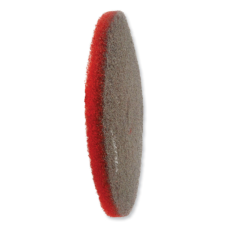 SC Johnson Professional EZ CARE Heavy Duty Scrub Pad, 17" Diameter, Red/Gray, 5/Carton