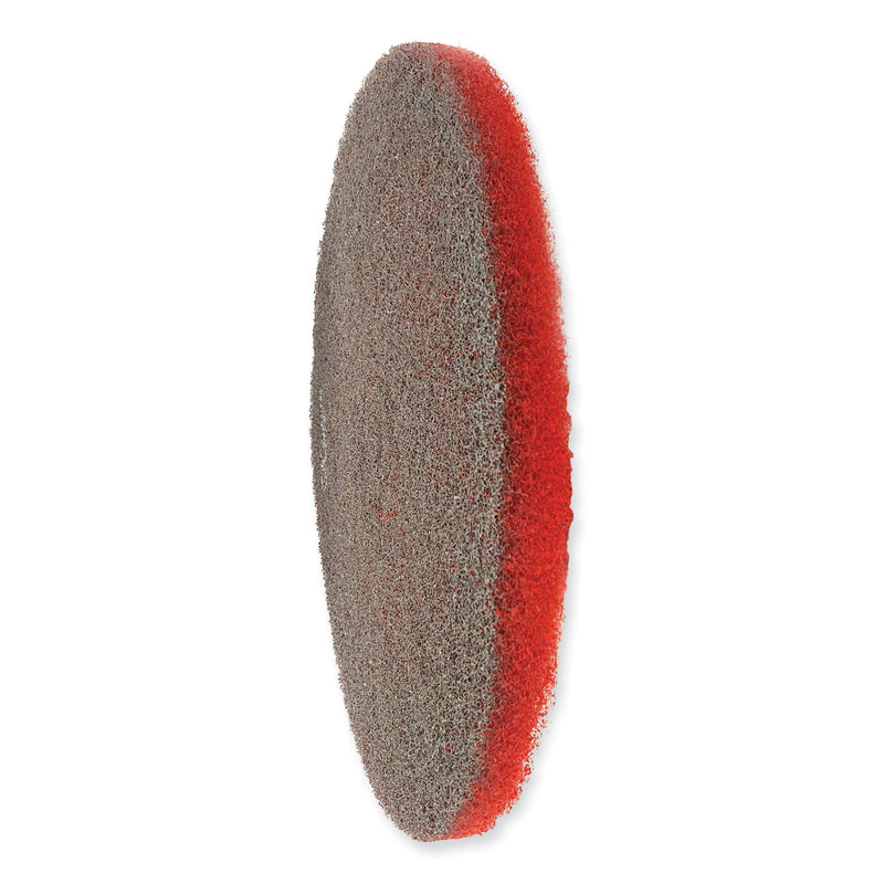 SC Johnson Professional EZ CARE Heavy Duty Scrub Pad, 13" Diameter, Red/Gray, 5/Carton