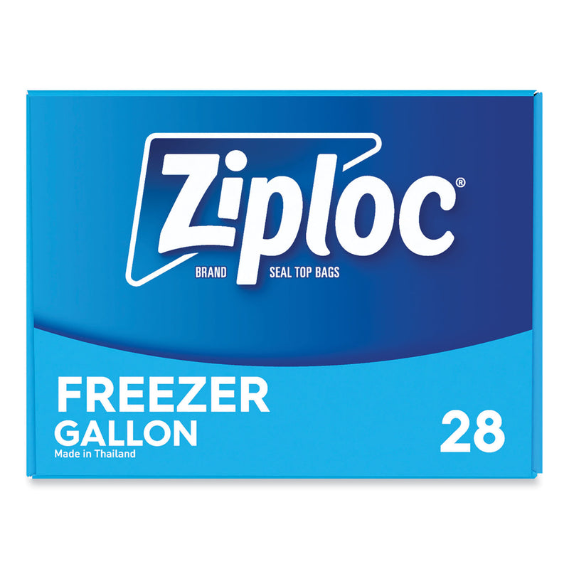 Ziploc Zipper Freezer Bags, 1 gal, 2.7 mil, 9.6" x 12.1", Clear, 28/Box