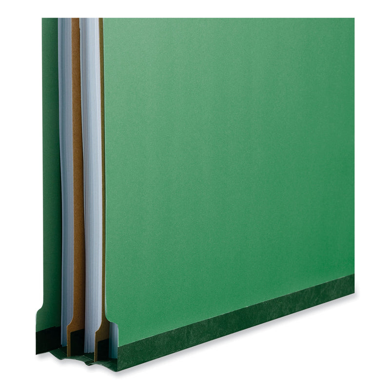 Universal Bright Colored Pressboard Classification Folders, 2 Dividers, Legal Size, Emerald Green, 10/Box