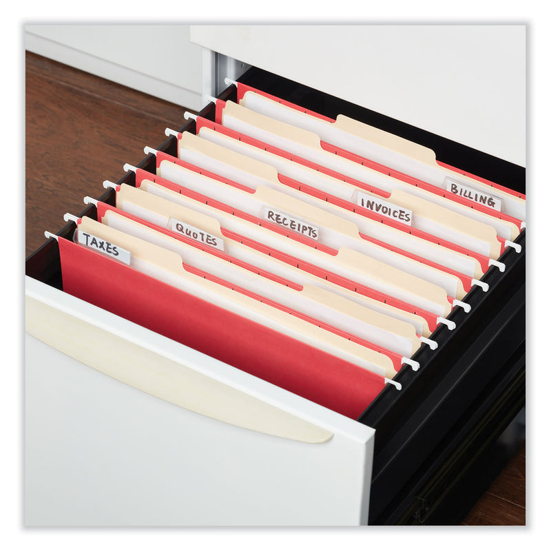 Universal Deluxe Bright Color Hanging File Folders, Letter Size, 1/5-Cut Tabs, Red, 25/Box