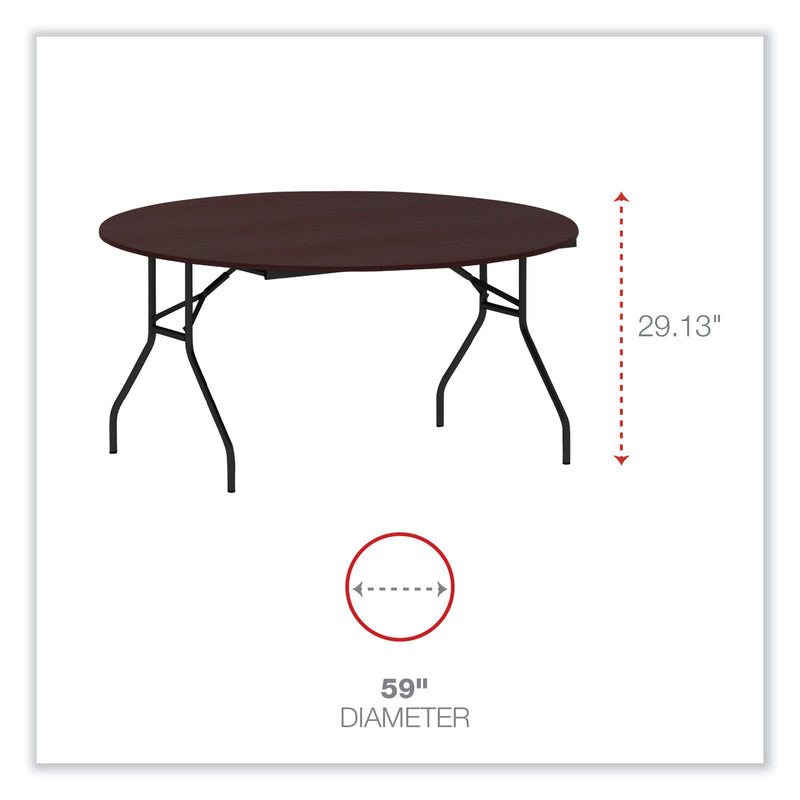 Alera Round Wood Folding Table, 59" Diameter x 29.13h, Mahogany