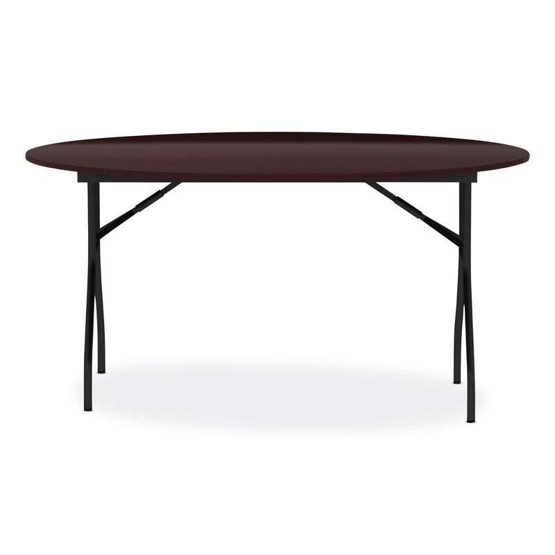 Alera Round Wood Folding Table, 59" Diameter x 29.13h, Mahogany